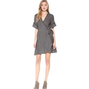 Moon River Mini Wrap V-Neck Ruffle Dress